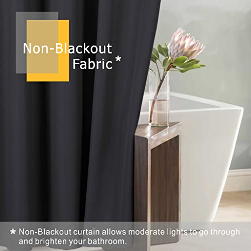 Black Shower Curtain for Bathroom: Water Repellent Quick Dry - 78"Lx72"W | Striped Textured Linen Style Polyester Fabric Bath Curtain, Solid Simple Elegant Lightweight, Machine Washable, Semi-Sheer - color: Black, size: 72"W x 78.7"L (Pack of 1)