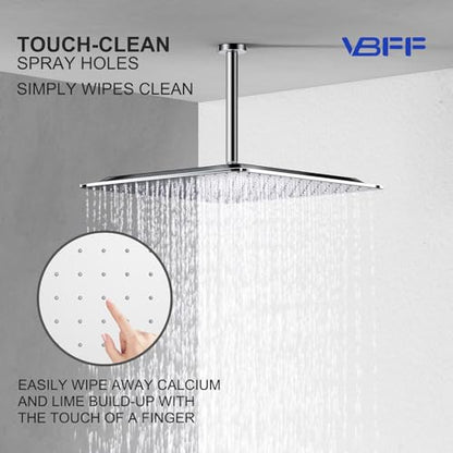 VBFF-Shower Head,rain shower head, 16 inch- Square Shower Head, 1.8 GPM Flow Rate, rainfall showerhead,VBFF10(Chrome) - color: Chrome, size: 16 Inch