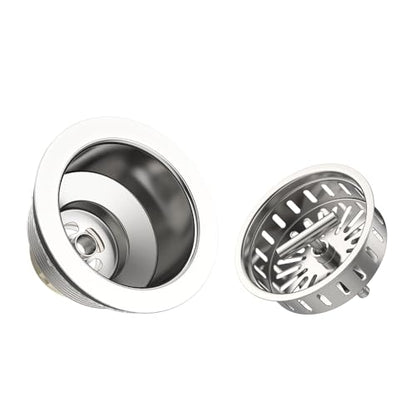 KONE 3-1/2 Inch Kitchen Sink Drain Strainer Assembly Made by All Stainless Steel with Strainer Basket/Drain Stopper, Replacement for Standard Commercial Drains - color: Polish