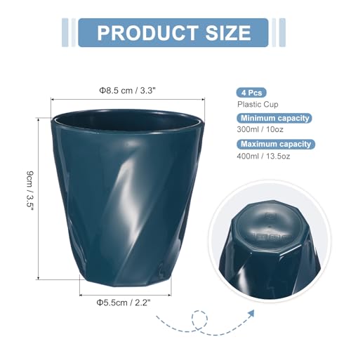 uxcell 4 Pcs Simple Toothbrush Cup, 13.5 OZ Reusable Bathroom Tumbler, 2.2 x 3.5 Unbreakable Plastic Cups for Storing Toothpaste Makeup Brush Holder Water Beverages Combs, Blue - color: Blue