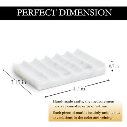 Luxurious Marble Soap Dish Jewelry Ring Tray - Rectangle Stone Soap Tray & Saver for Shower – Self Draining Soap Holder for Bathroom, Kitchen,Carrara White - color: Carrara White