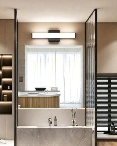 16" LED Bathroom Vanity Light, 10W 5CCT Dimmable, Brushed Black | Wall Bar Light, Rust & Moisture Resistant, Dimmable 2700K-5000K, Energy-saving, moisture-proof, Dresser Bathroom over Mirror - color: Matte Black, size: 16in 5CCT