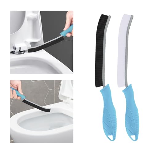 TQRR 2 Pcs Toilet Scrubber Brush, Bathroom Cleaning Brush with Hanging Hole | Multifunctional Hard Bristle Crevice Cleaning Brush,Gap Brush, Cleaner Tools for Sinks, Shower, Tile, Grout (2, Light Blue) - color: Light Blue