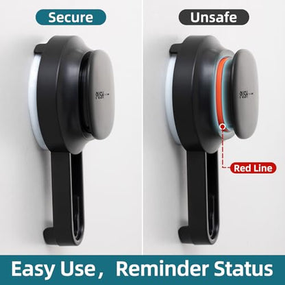 TAILI Shower Caddy Suction Cup Rustproof Metal Visible indicator Black | 2 Pack Rustproof,No Drilling Wall Mounted Basket, Upgraded Removable Suction Cup Bathroom Organizer Heavy Duty Shampoo - color: Visible indicator Black x2