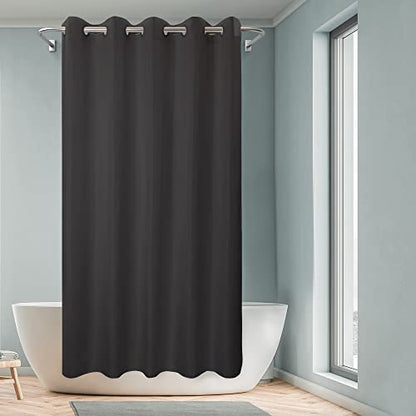 River Dream Extra Long No Hook Black Shower Curtain or Liner Soft Microfiber - 84" Length Fabric Shower Curtain Liner Set, Machine Washable & Water Repellent, Black, 71x86 - color: Black, size: 71"W x 86"L (Pack of 1)