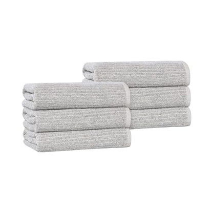 Superior Destin Viscose Cotton Blend Medium Weight Towels, Kitchen, Bathroom, Spa, Plush, Quick Dry, Ultra-Soft Towels, Bath Essentials, Ribbed Design, Absorbent Hand Towels, Set of 6, Platinum