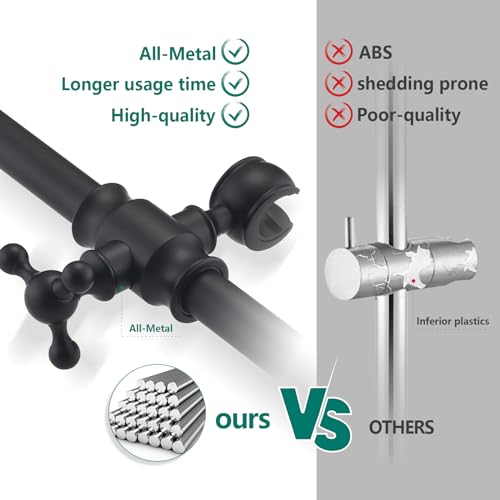 Handheld Shower Head with Slide Bar Combo, 6 Settings Handheld Shower with ON/OFF Pause Switch, Adjustable Height 27.5" Long Slide Bar, Wall Supply Elbow and 6.6ft Shower Hose, Matte Black - color: Matte Black