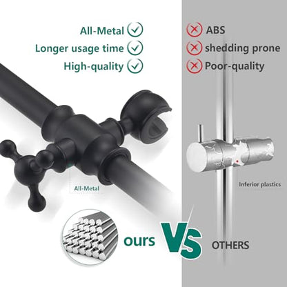 Handheld Shower Head with Slide Bar Combo, 6 Settings Handheld Shower with ON/OFF Pause Switch, Adjustable Height 27.5" Long Slide Bar, Wall Supply Elbow and 6.6ft Shower Hose, Matte Black - color: Matte Black