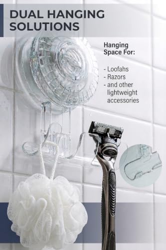 HOME&I Suction Cup Razor Holder for Shower, 2 Pack, No-Drill Double Hooks - style: Twist Lock+Triple Hook
