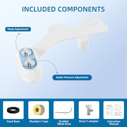 Ultra-Slim 3-in-1 Bidet Attachment for Toilet, Self-Cleaning Dual Nozzles for Posterior & Feminine Wash, Adjustable Water Pressure, Easy Install (Blue) - color: Blue, Solo Cold