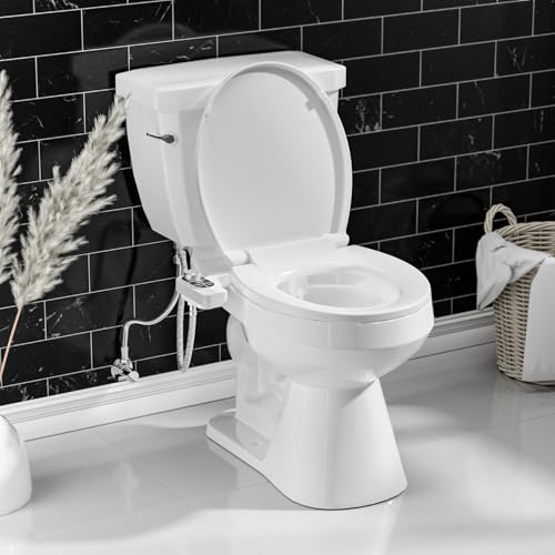 SAMODRA Non-Electric Bidet Attachment for Toilet – Self-Cleaning Dual Nozzle (Frontal & Rear Wash), Adjustable Water Pressure, Fits Most Toilets, Easy Installation (Classic Black/Silver) - color: Classic Black/Silver