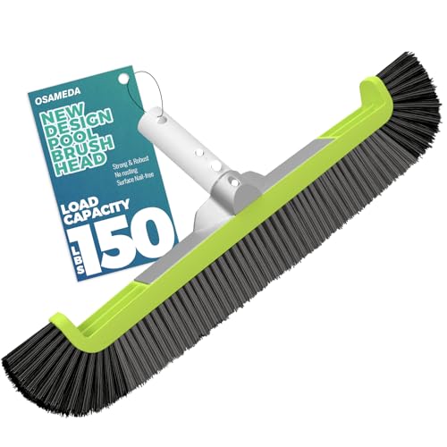 18" Pool Brush Head - Scrub Brush, Curved Ends, Fits Φ1.25” Poles | Scrub Brushes for Cleaning Swimming Pool Walls, Tile, Fiberglass, Flooring and Vinyl Pools, Green & Black & Dark Gray - color: Black & Dark Gray