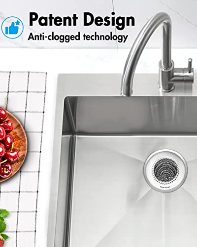 2 Pack Kitchen Sink Drain Strainer,Patented Reversible Chain Mesh Basket | Kitchen Sink Accessories,Easy Clean,Fast Drainage,304 Stainless Steel Rust-Proof，4.4" Large Capacity Food Catcher,Anti-Clog - color: Silver Silver