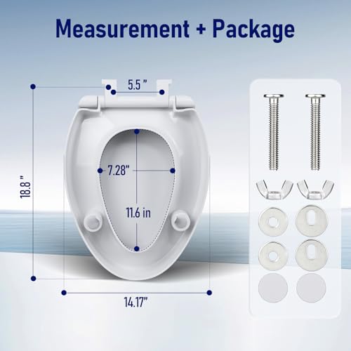 Raised Toilet Seat 3 Inch for Standard Elongated Toilets 18–19 Inch Bowl Length, Not Compatible with Round or One-Piece Toilets, Slow-Close Lid, Non-Slip Stable Design, 772 lb Capacity