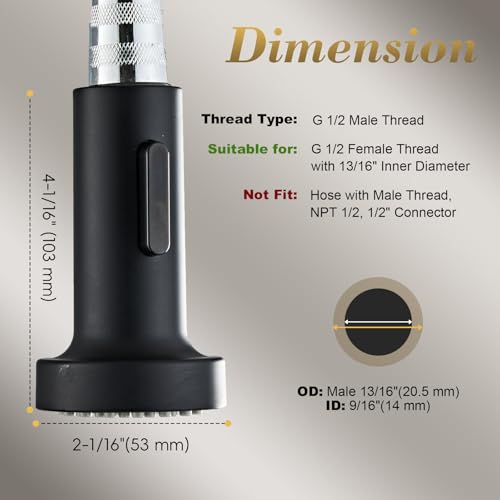 Kitchen Faucet Head Replacement, Pull Down Spray Head with 2 Spray Modes, High Pressure Faucet Sprayer, Universal Sink Spray Head Replacement (Matte Black) - color: Pull-Down Spray Head - Matte Black