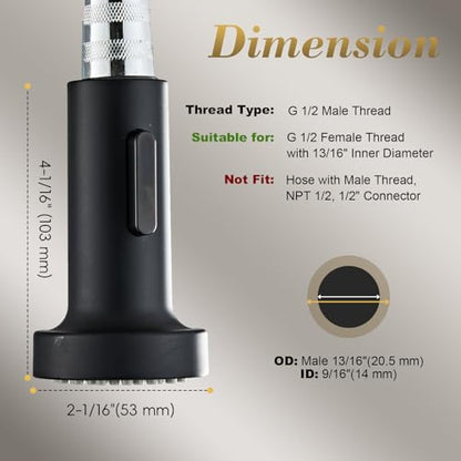 Kitchen Faucet Head Replacement, Pull Down Spray Head with 2 Spray Modes, High Pressure Faucet Sprayer, Universal Sink Spray Head Replacement (Matte Black) - color: Pull-Down Spray Head - Matte Black