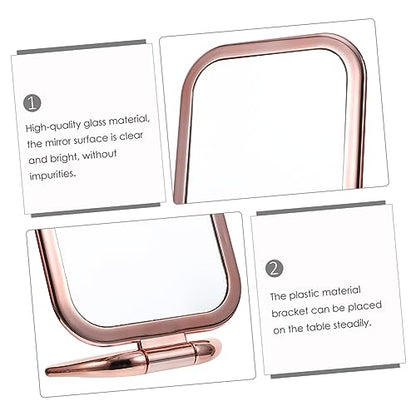 VICASKY Double Sided Magnifying Makeup Mirror Rose Gold Folding Tabletop Vanity Mirror Portable for Bathroom Countertop and Dressing Table Stylish for Travel and Business Use