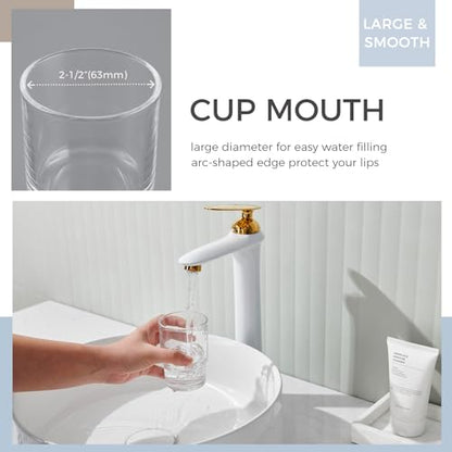 Aomasi Glass Toothbrush Cup for Bathroom Sink, Transparent Mouthwash Holder | Thickened Substantial Glass, Bathroom Tumbler Cup for Daily Drinking Water, Easy to Clean, Toothbrush Holder Replacement - color: Transparent