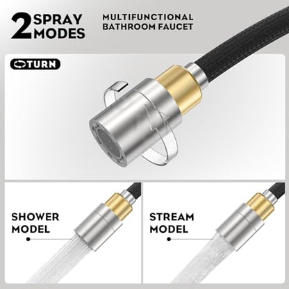 Tall Bathroom Faucets with Pull Down Sprayer, Brushed Nickel High Arc Single Handle Pull Out Faucet, 1 or 3 Hole Utility Sink Laundry Bar Faucet Pull Out with Deck Plate WE10CL-ZY-BN - color: Brushed Nickel