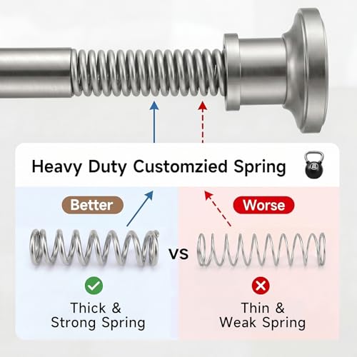 Brushed Nickel Tension Curtain Rod 24 to 64 Inch(2-5.3ft) - Stainless Steel Spring Tension Shower Curtain Rod, No Drilling Tension Rod for Curtains Windows Closet Kitchen - color: Brushed Nickel, size: 24-64 Inches