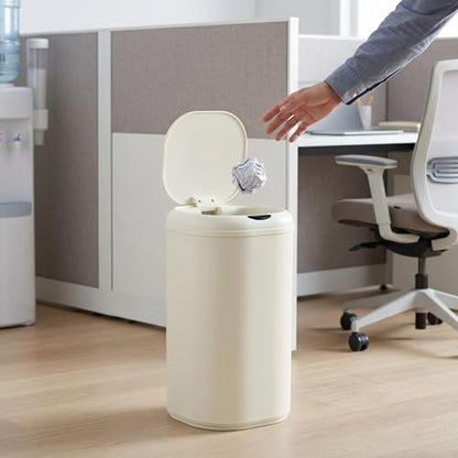 GarveeTech 8 Gallon Automatic Trash Can for Kitchen, Motion Sensor, Beige | Touchless Garbage Can with Lid, Fingerprint-Proof Stainless Steel, Smart Waste Bin for Office, Bathroom & Home, 30L