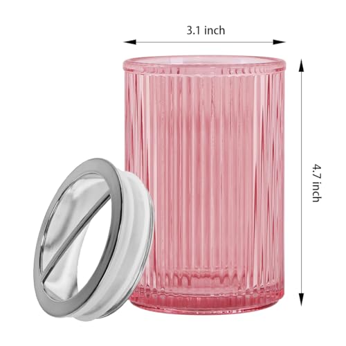 Pink Toothbrush Holders for Bathrooms, 2pcs Glass Toothbrush Holder and 12oz Bathroom Tumbler Cup Set, Silver Tooth Brush and Toothpaste Organizer for Bathroom Vanity Countertop - color: Pink Silver