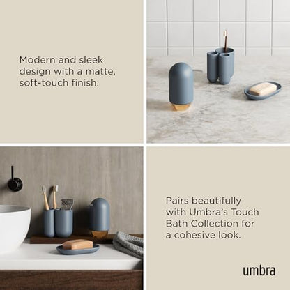 Umbra Touch Soap Dish, Plastic Soap Holder with Drainage, Slate Blue | Rounded edges, raised ridges for drying, easy to clean, bathroom sink or counter - color: Slate Blue