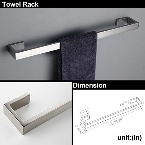 BAGNOLUX Brushed Nickel Bathroom Hardware Set 4 Pieces, Bath Towel Holder Set SUS304 Stainless Steel, Towel Racks Set for Wall Mount, Square Bathroom Accessories Set Towel Bar Heavy Duty - color: Brushed Nickel-b