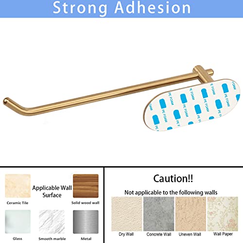 TocTen Hand Towel Holder/Towel Ring, No Drilling Stick on Wall Hand Towel Bar, SUS 304 Stainless Steel Hand Towel Rod, Strong Self Adhesive Hand Towel Rack/Hanger for Bathroom Kitchen (Brushed Gold) - color: Brushed Gold, size: 1 Pack 8.35 inch