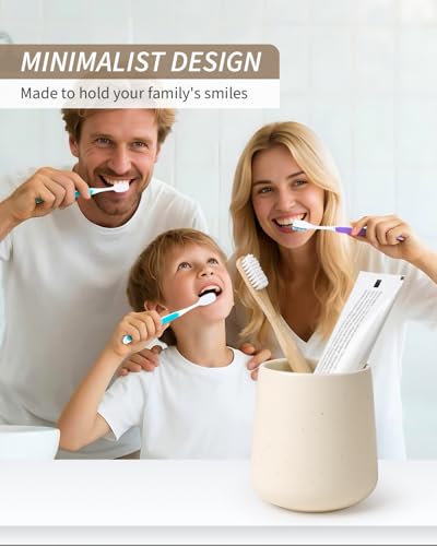 BosilunLife Ceramic Toothbrush Holder (Apricot, Rounded Base) - color: Apricot-rb, size: rounded base
