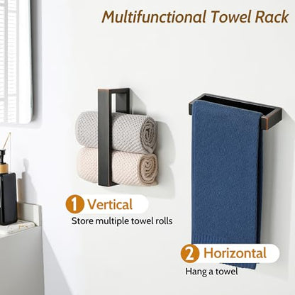 Sayayo Oil Rubbed Bronze Towel Bar for Bathroom, 8 Inch Hand Towel Holder Wall Mount Square Towel Ring SUS304 Stainless Steel Towel Rack - color: Oil Rubbed Bronze, size: 8 INCH