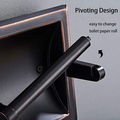 Oil Rubbed Bronze Recessed Toilet Paper Holder,Pivoting Toilet Tissue Holder,Made of SUS304 Stainless Steel, in Wall Toilet Paper Holder with Bracket - color: Oil Rubbed Bronze