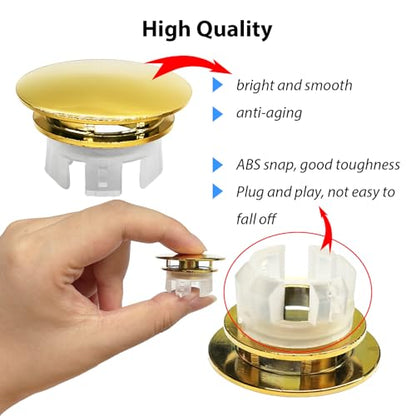 2 Pcs Sink Overflow Covers,2-Layer Sink Copper Over flow Rings,Bathroom Basin Insert in Hole Round Caps Replacement Dual Layer Overflow Cover Rings for Sink,Bathroom,Kitchen(Bright Gold) - color: Bright Gold