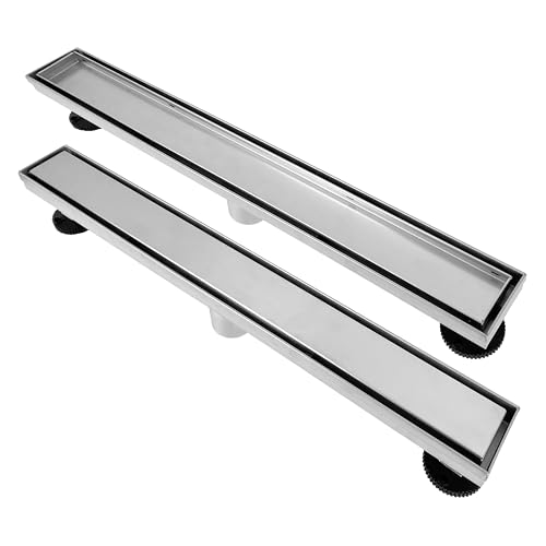 18 Inch Linear Shower Drain Brushed Floor Drain with Removable 2-in-1 Tile Insert Grate Cover and SUS304 Stainless Steel CUPC Certificate (18 inch) - color: Brushed, size: 18inch