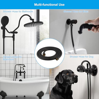 Hibbent All Metal Shower Hose, 90 Inch Stainless Steel Extra Long Shower Hose Replacement, Anti-Twist Flexible Bathroom Handheld Shower Head Hose Extension with Brass Insert & Nut, Matte Black - color: Matte Black, size: 90 Inch