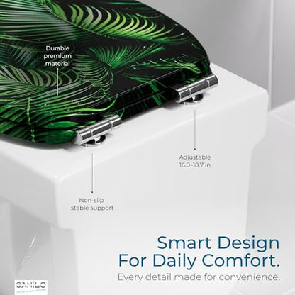 SANILO Wooden Toilet Seat with Soft Close [ROUND] - Decorative, Quiet & Slow Close Molded Wood Seat - With Strong Bumpers & Hinges - Adjustable Fit – Palmdream - color: Palmdream