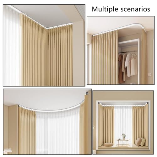 Flexible Curtain Track Cuttable, Bendable Curved Curtain Rails for Bay Window, Room Divider, RV-Shower, Wall/Ceiling Mount White Curtain Track System(Wall Mount,2m/6.6ft) - color: Wall Mount, size: 2m/6.6ft