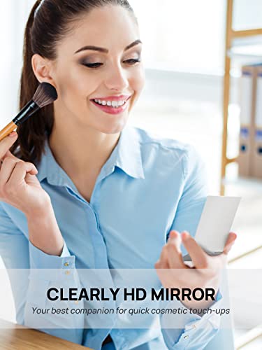 Compact Mirror, 3.3" L x 2.2" W, Small Mirror for Travel, Silver | Mini Mirror for Purse, Pocket, Desk; Ultra-Thin & Light Aluminum Fits Travel Accessories; Folding Mirror for Desk & Handheld