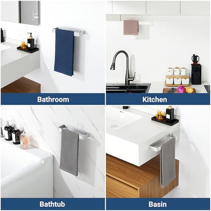 SAYAYO Brushed Nickel Hand Towel Holder for Bathroom Wall, 10 Inch Self Adhesive Towel Bar Hand Towel Rack Square Heavy Duty - color: Brushed Nickel, size: 10 Inch