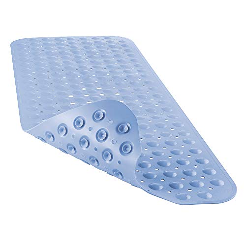 YINENN Bath and Shower Safety Mats 40x16 inch, Non Slip with Suction Cups for Bathroom Stall and Tub Floor, Extra Large and Machine Washable, Drain Holes Keep Bathtub Clean, Light Blue - color: Light Blue