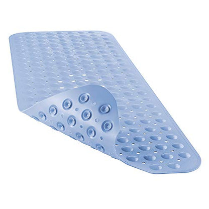 YINENN Bath and Shower Safety Mats 40x16 inch, Non Slip with Suction Cups for Bathroom Stall and Tub Floor, Extra Large and Machine Washable, Drain Holes Keep Bathtub Clean, Light Blue - color: Light Blue
