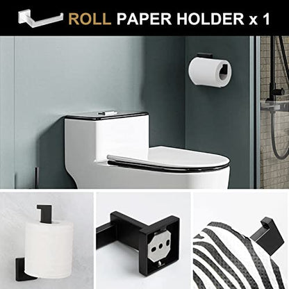 Lava Odoro 4-Piece Bathroom Hardware Accessories Set Matte Black, Towel Bar Set Stainless Steel Wall Mount Towel Holder Set Bathroom Accessories Kit