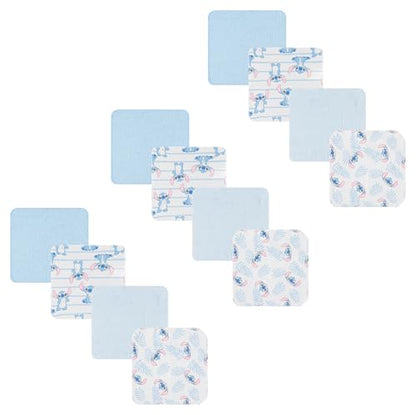 Disney Baby Washcloths 12 Pack – Ultra Soft Baby Wash Cloths, Lilo & Stitch (Stitch & Angel), Winnie the Pooh & Mickey Mouse, Absorbent Newborn Bath Essentials - color: Stitch II