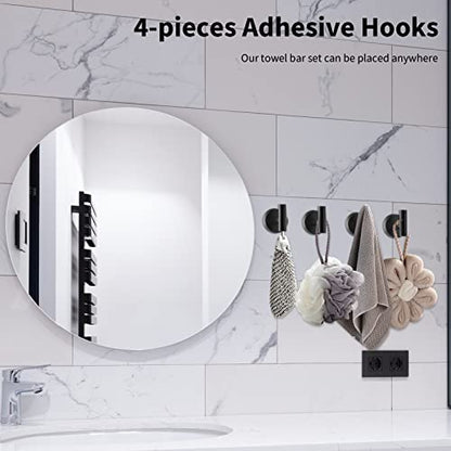 Newfun 10 Pieces Matte Black Bathroom Hardware Set 24 Inch | Include 24 inch Towel Bar, Robe Hook, Toilet Paper Holder, Stainless Steel Bathroom Accessories Set for Bathroom Wall Mounted - color: Matte Black