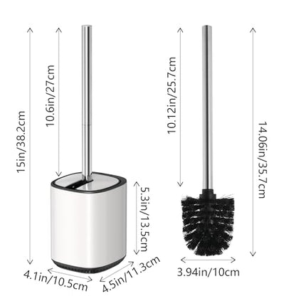 Toilet Brush and Holder Set Toilet Bowl Brush Stainless Steel Automatic Open lid Toilet Bowl Cleaner Brush Set Toilet Scrubber Kit Toilet Cleaning Brush for Bathroom - color: White