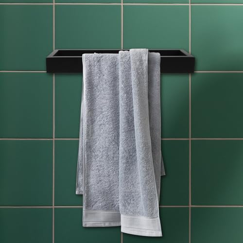 YARNOW Towel Holder Towel Ring Bathroom Square Stainless Steel for Wall Mounted Organizer Rust Resistant Black Rectangle with Sleek Modern Design for Small Bathroom Layouts