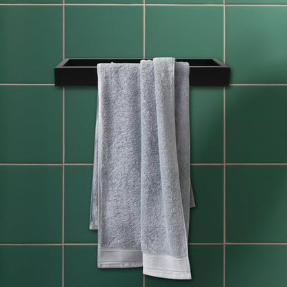 YARNOW Towel Holder Towel Ring Bathroom Square Stainless Steel for Wall Mounted Organizer Rust Resistant Black Rectangle with Sleek Modern Design for Small Bathroom Layouts