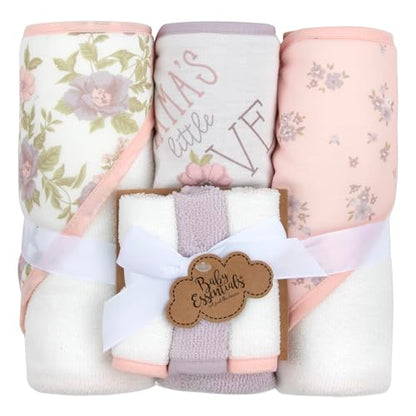 Hooded Baby Bath Towel and Washcloth 6 Piece Set for Newborns, Infants & Toddlers, Boys & Girls Baby Hooded Towels Set - color: Mama's Little Love