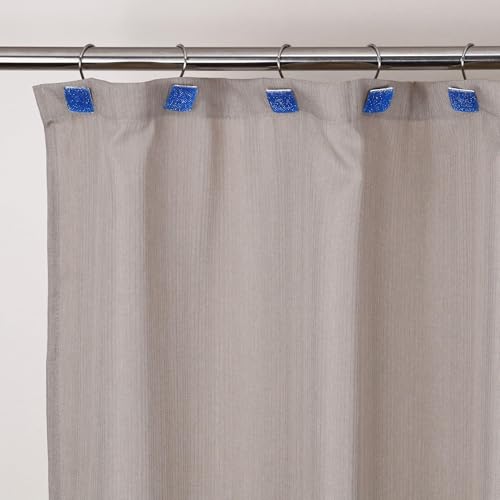 Crystal Blue Shower Curtain Hooks : Bling Glitter Sparkle Shiny Square Diamond Decorative Shower Curtain Hooks for Christmas & Holidays - Luxury Fancy Glam Curtain Hooks & Hangers - Set of 12 | Glam Sparkly Crystal Diamond Shower Hooks, Cute Square Rhines