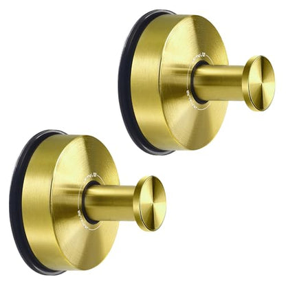 JOMOLA Suction Cup Shower Hooks Bathroom Towel Hooks Suction Hook for Inside Shower Stainless Steel Coat Hooks Wall Mounted,Gold,2PCS - color: Gold